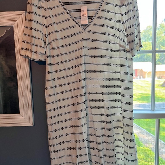 LOFT Women’s Textured Puff Sleeve Shift Dress - Picture 2 of 2